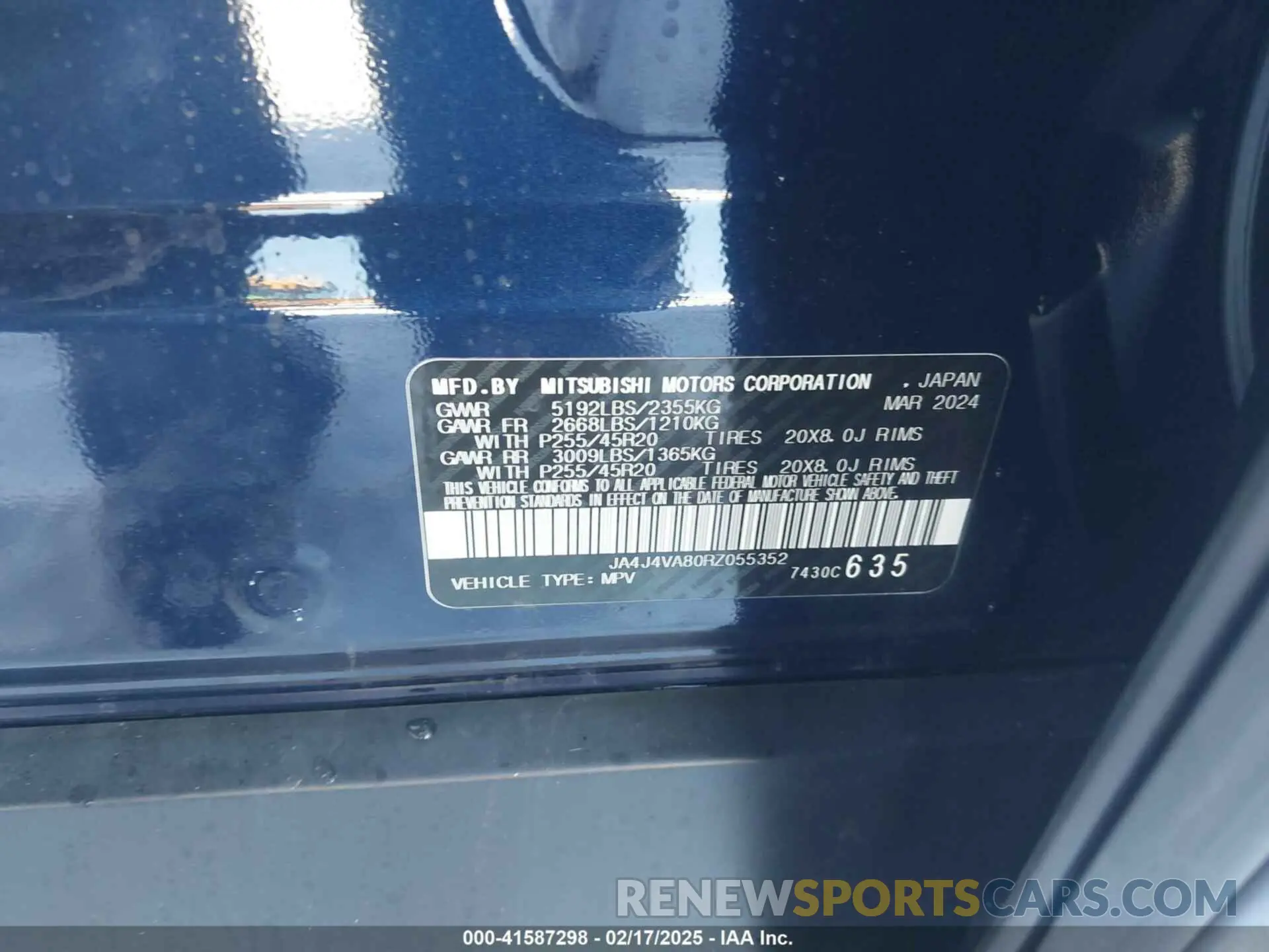 9 fotografías del automóvil dañado JA4J4VA80RZ055352 MITSUBISHI OUTLANDER 2024