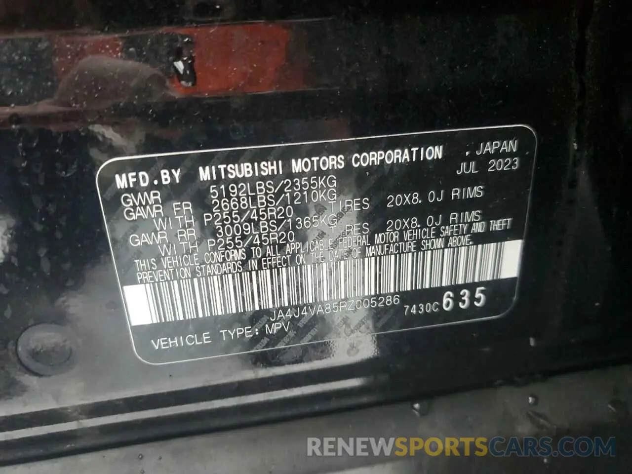 13 fotografías del automóvil dañado JA4J4VA85RZ005286 MITSUBISHI OUTLANDER 2024