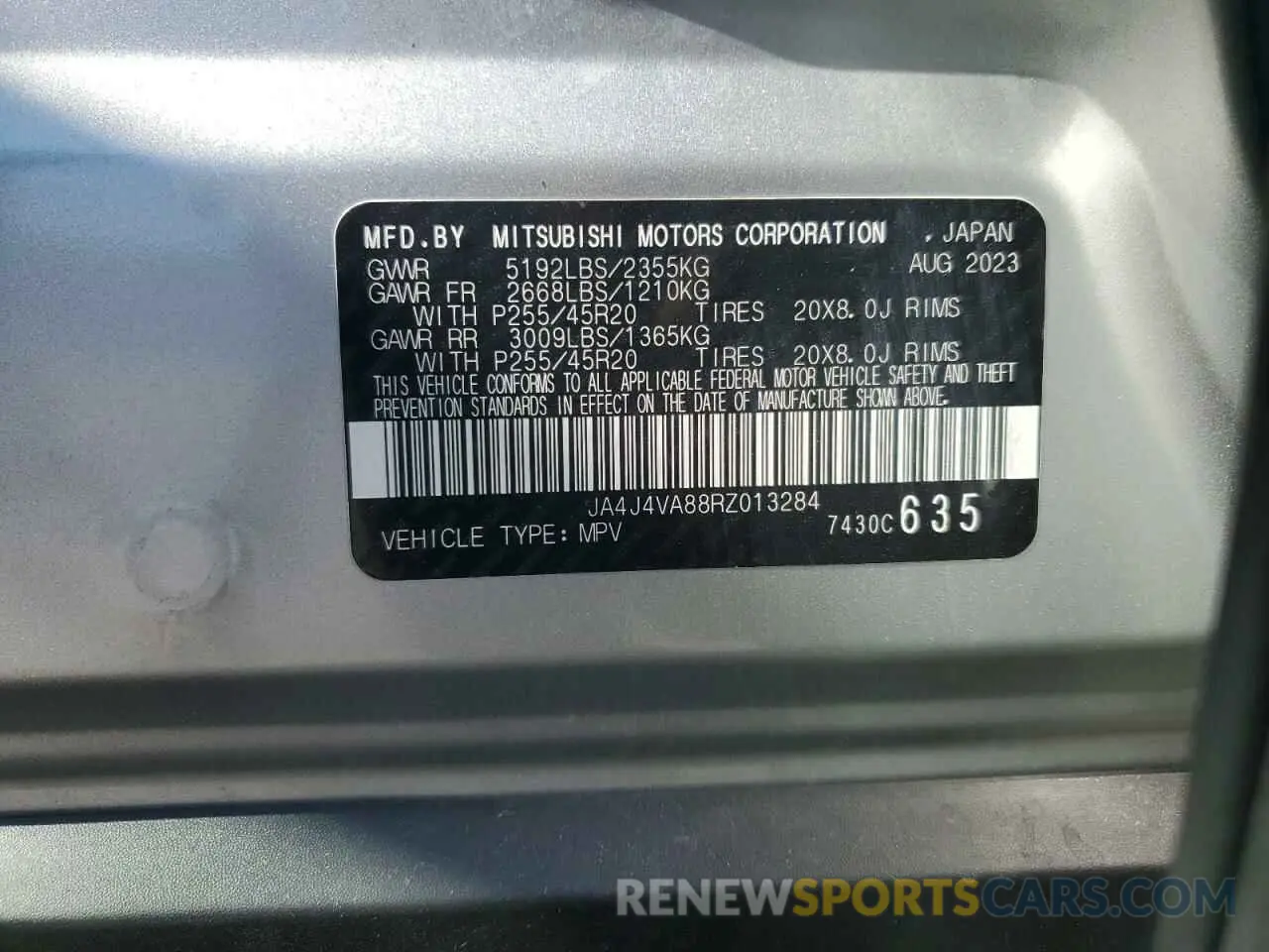 16 fotografías del automóvil dañado JA4J4VA88RZ013284 MITSUBISHI OUTLANDER 2024