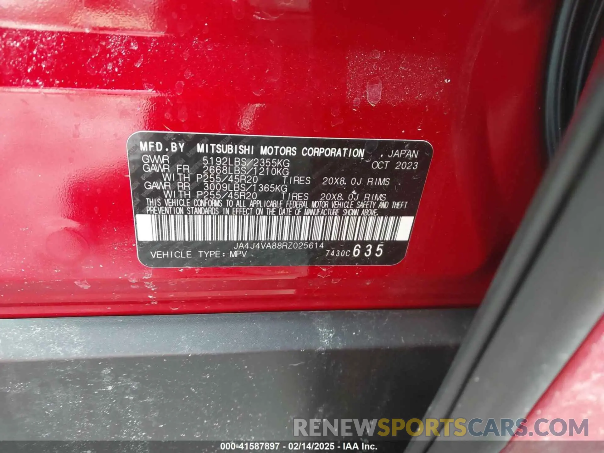 9 fotografías del automóvil dañado JA4J4VA88RZ025614 MITSUBISHI OUTLANDER 2024