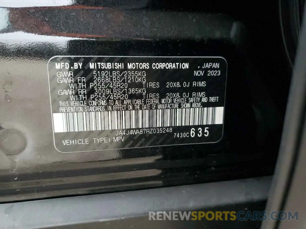 14 fotografías del automóvil dañado JA4J4WA87RZ035248 MITSUBISHI OUTLANDER 2024