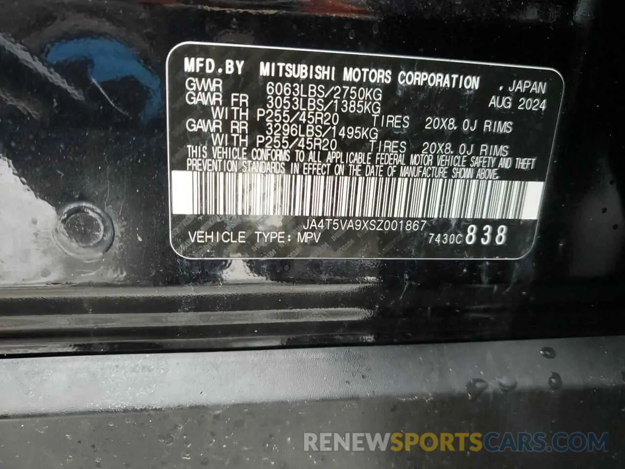 14 fotografías del automóvil dañado JA4T5VA9XSZ001867 MITSUBISHI OUTLANDER 2025