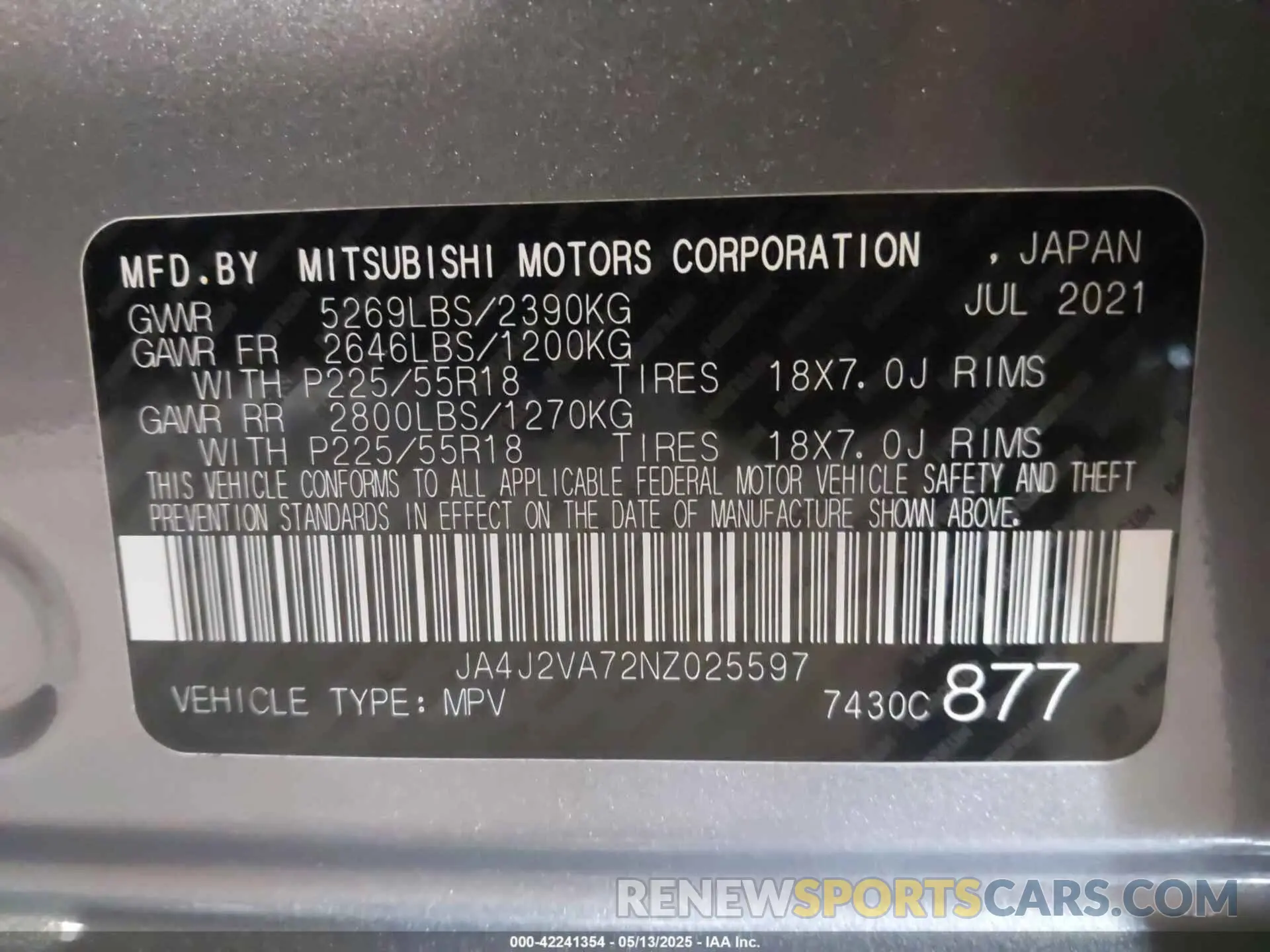 9 fotografías del automóvil dañado JA4J2VA72NZ025597 MITSUBISHI OUTLANDER PHEV 2022