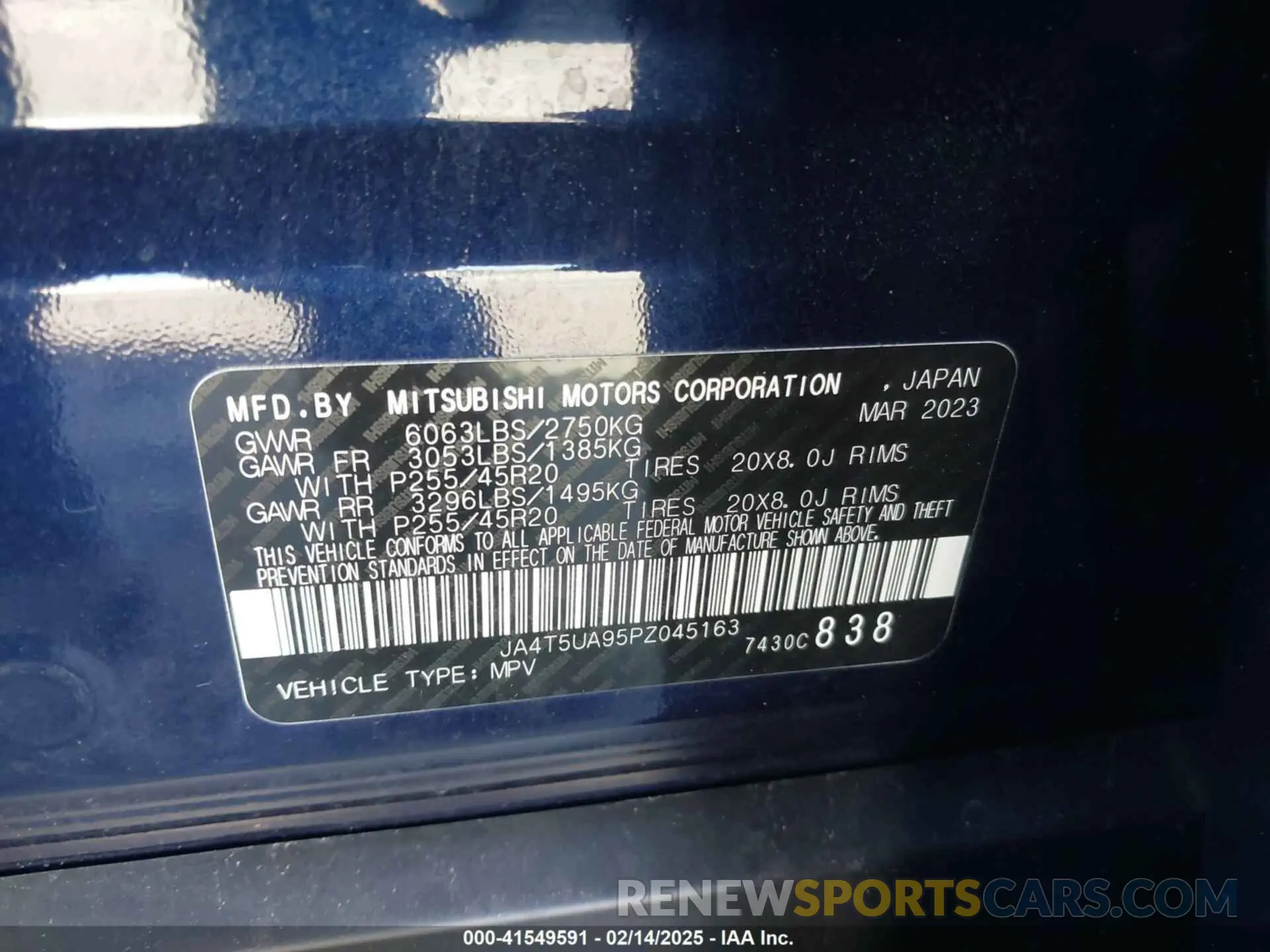 9 fotografías del automóvil dañado JA4T5UA95PZ045163 MITSUBISHI OUTLANDER PHEV 2023