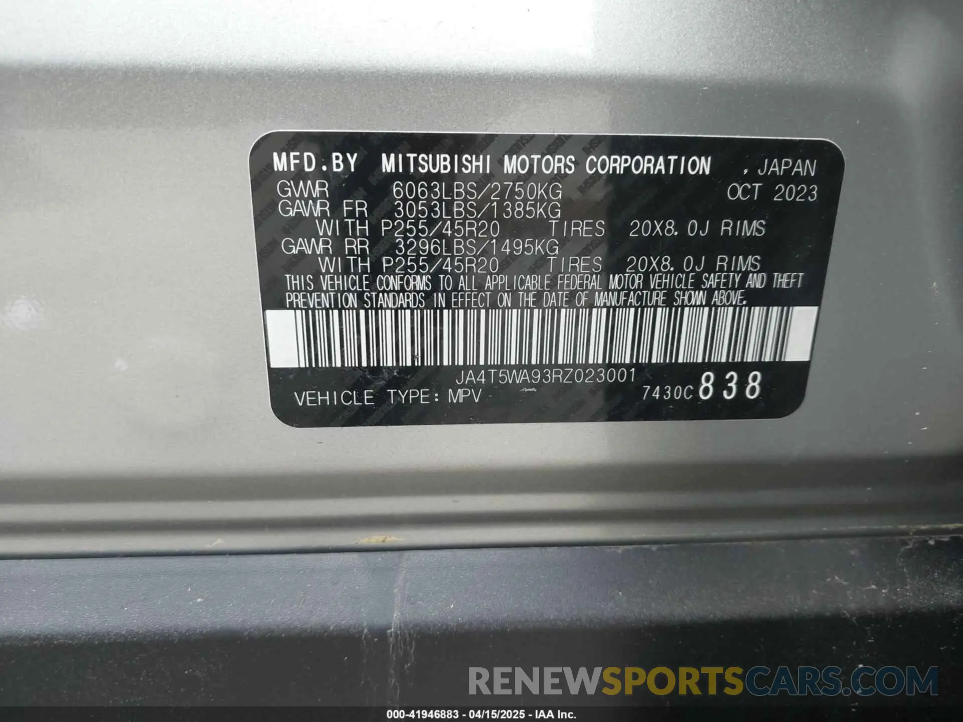 9 fotografías del automóvil dañado JA4T5WA93RZ023001 MITSUBISHI OUTLANDER PHEV 2024