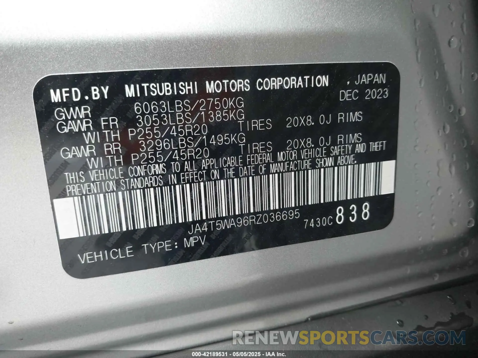 9 fotografías del automóvil dañado JA4T5WA96RZ036695 MITSUBISHI OUTLANDER PHEV 2024