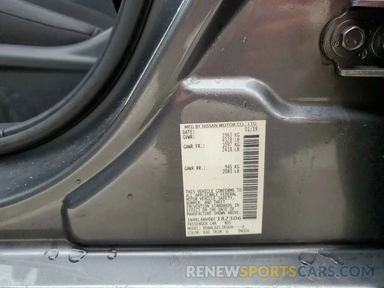 14 fotografías del automóvil dañado 1N4BL4BV0KC182306 NISSAN ALTIMA 2019