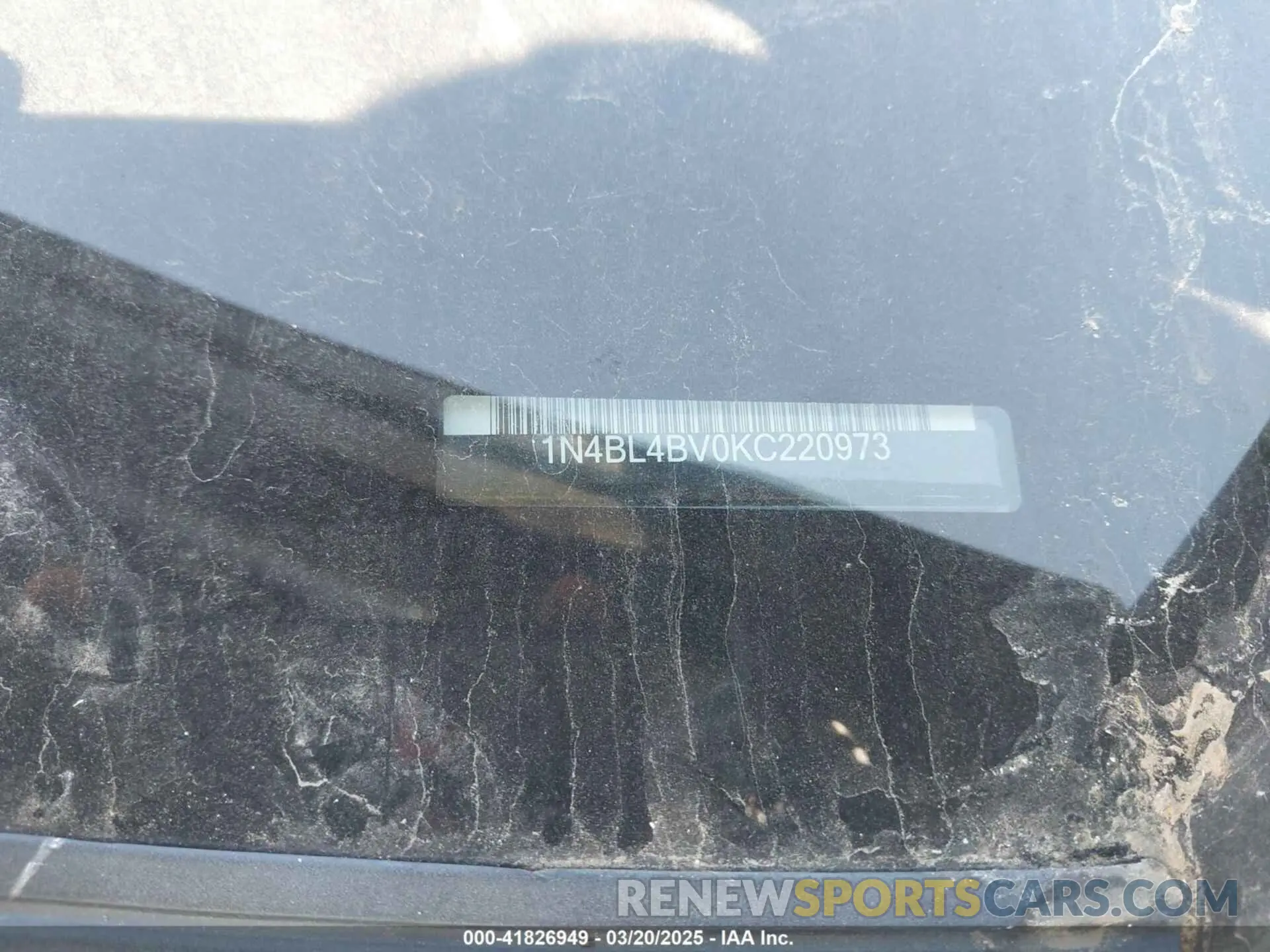 9 fotografías del automóvil dañado 1N4BL4BV0KC220973 NISSAN ALTIMA 2019