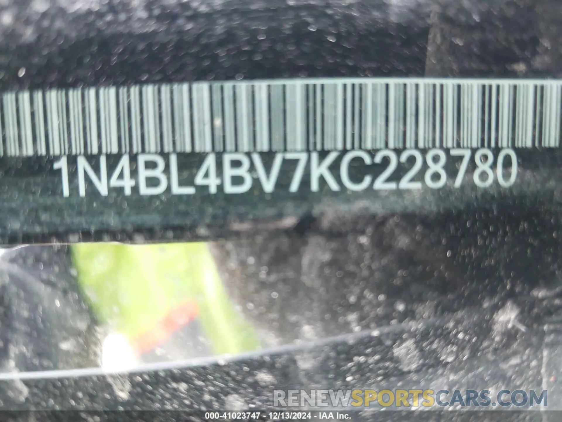 9 fotografías del automóvil dañado 1N4BL4BV7KC228780 NISSAN ALTIMA 2019