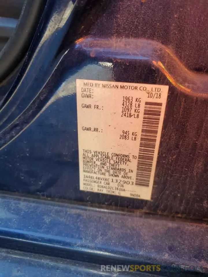 12 fotografías del automóvil dañado 1N4BL4BVXKC132903 NISSAN ALTIMA 2019