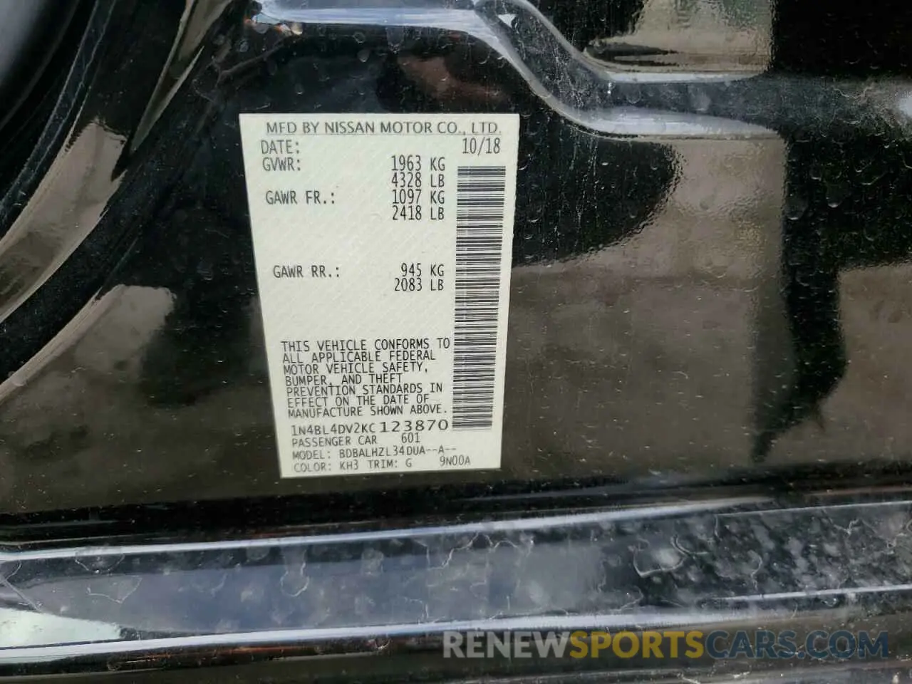14 fotografías del automóvil dañado 1N4BL4DV2KC123870 NISSAN ALTIMA 2019