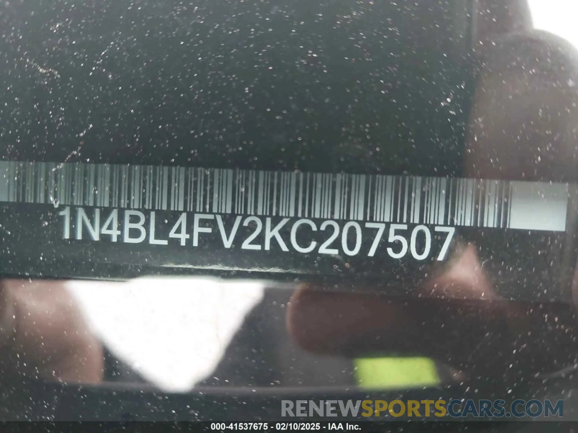 9 fotografías del automóvil dañado 1N4BL4FV2KC207507 NISSAN ALTIMA 2019