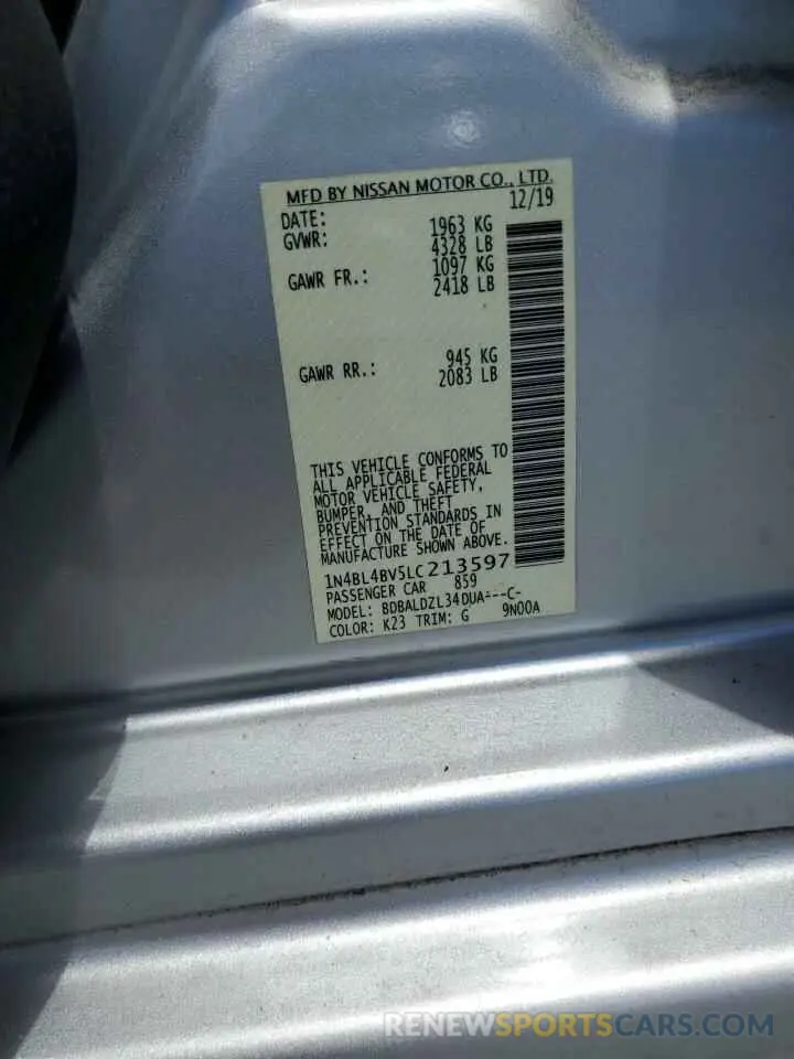 12 fotografías del automóvil dañado 1N4BL4BV5LC213597 NISSAN ALTIMA 2020