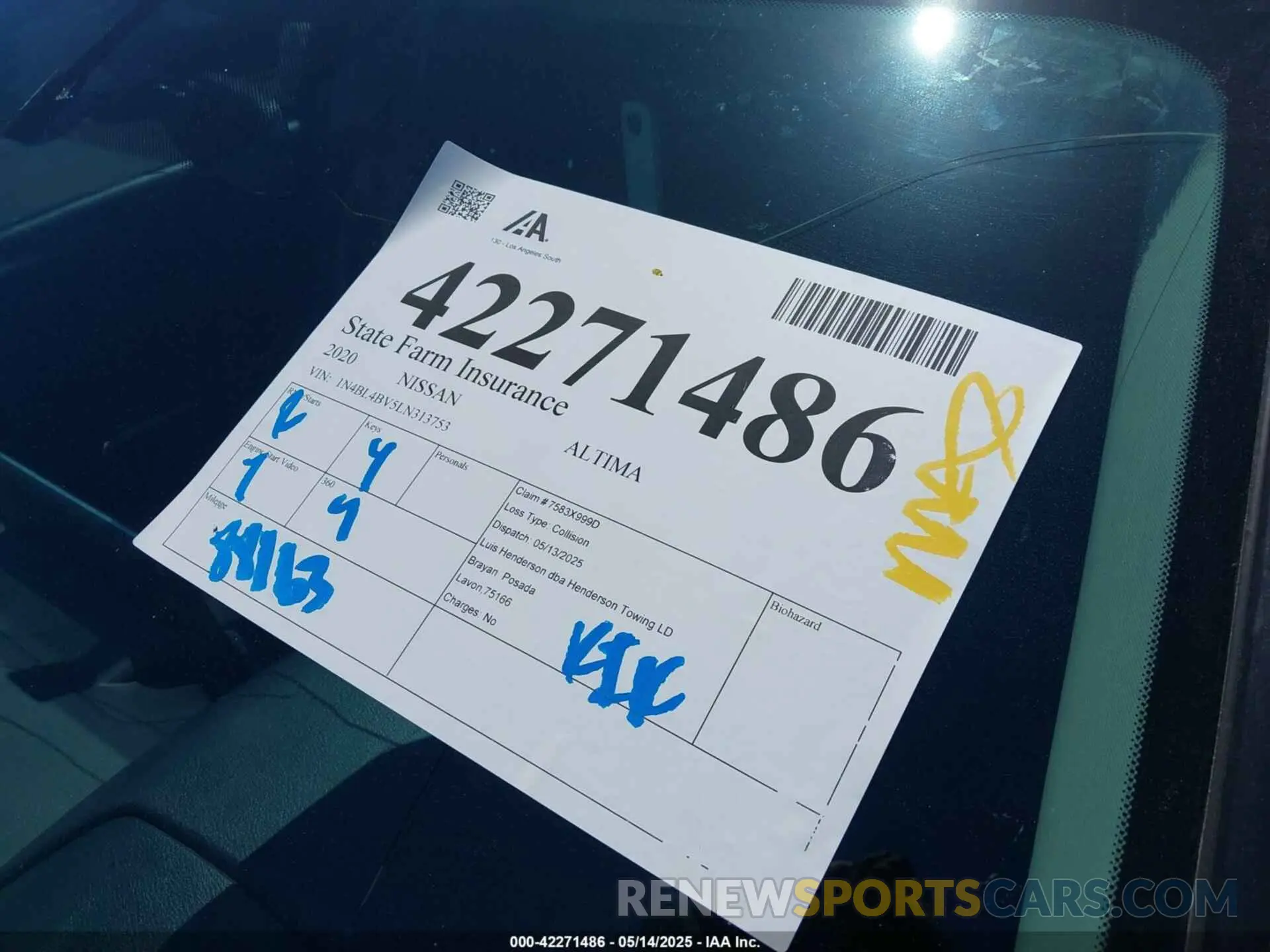 17 fotografías del automóvil dañado 1N4BL4BV5LN313753 NISSAN ALTIMA 2020