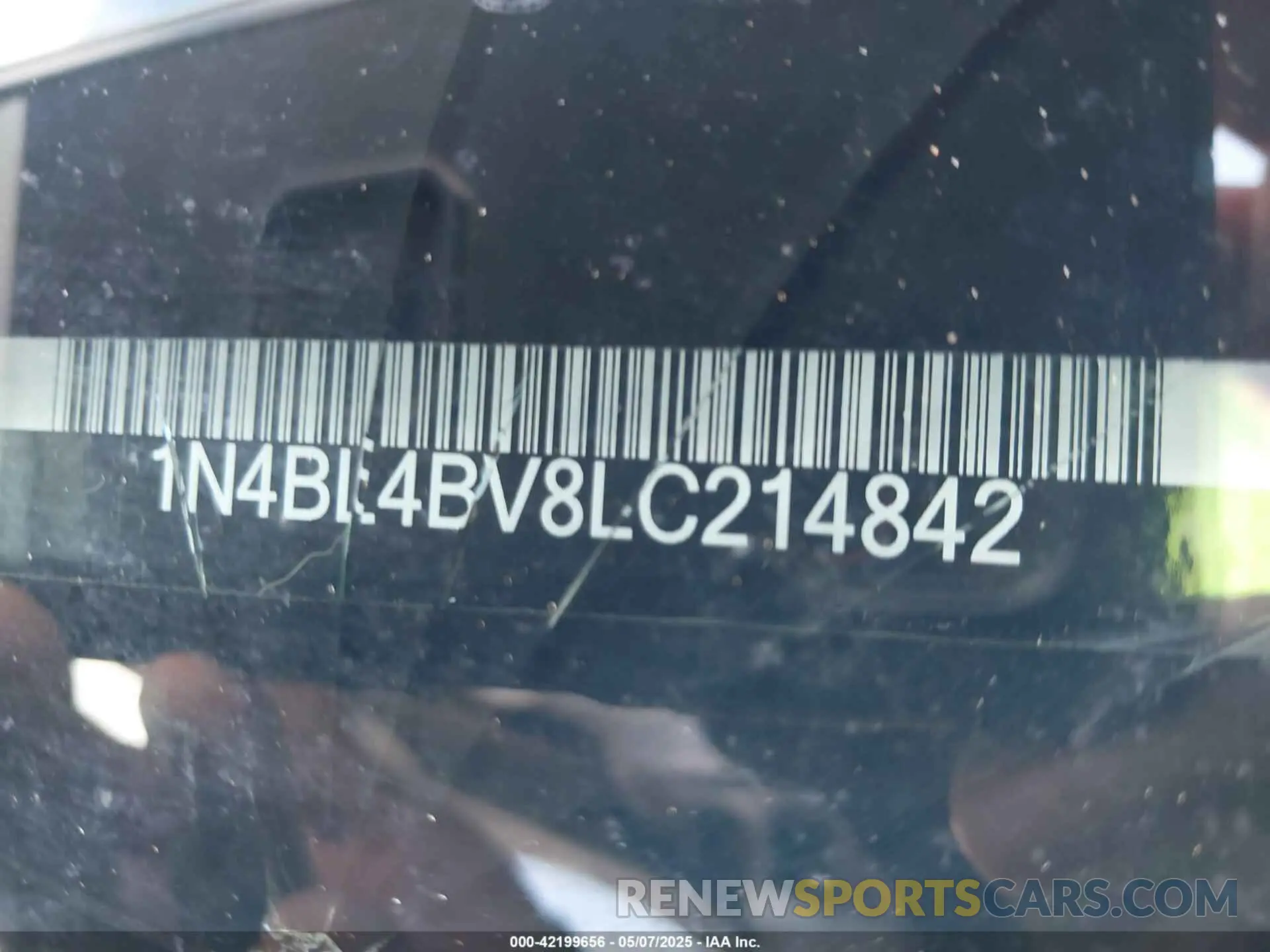 9 fotografías del automóvil dañado 1N4BL4BV8LC214842 NISSAN ALTIMA 2020