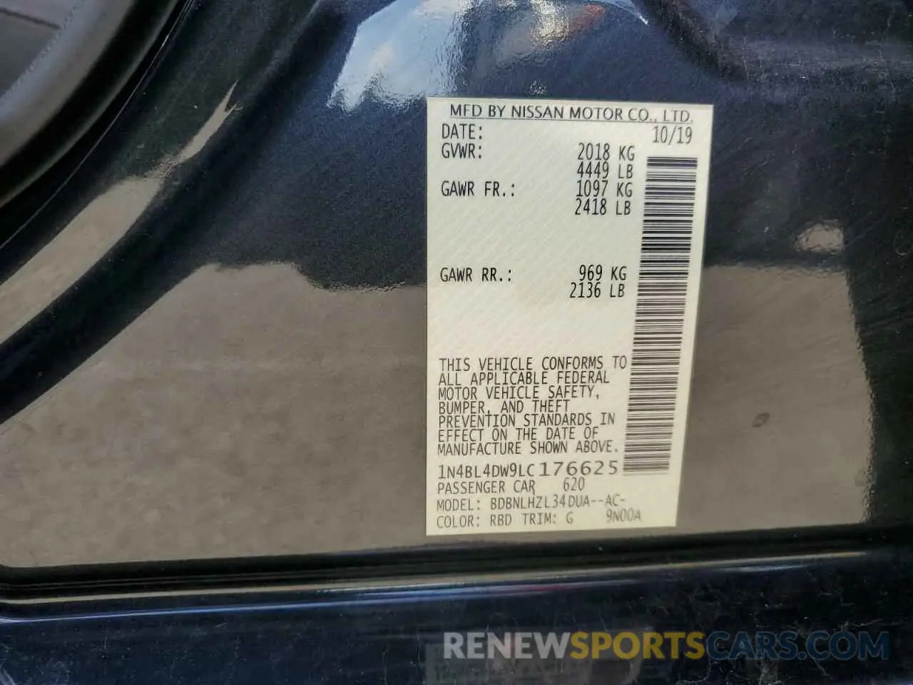 14 fotografías del automóvil dañado 1N4BL4DW9LC176625 NISSAN ALTIMA 2020