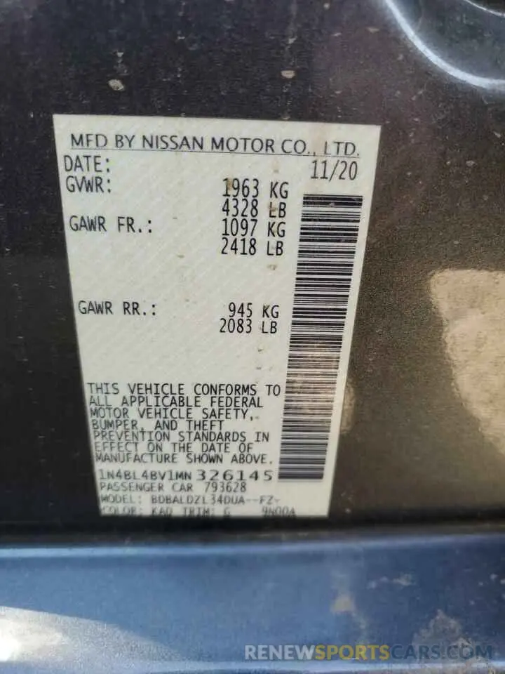 12 fotografías del automóvil dañado 1N4BL4BV1MN326145 NISSAN ALTIMA 2021