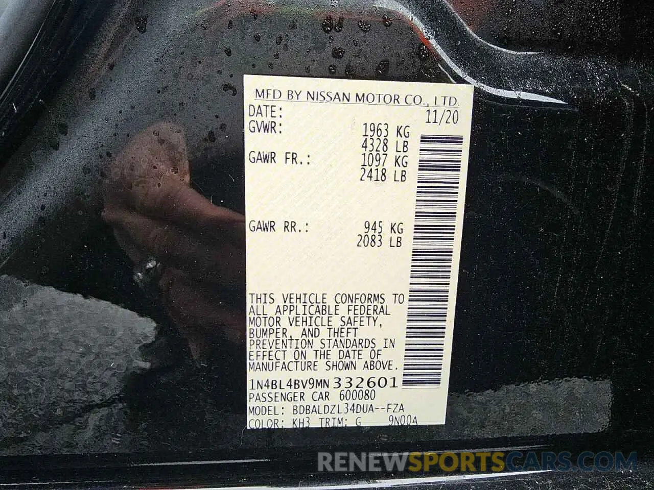 12 fotografías del automóvil dañado 1N4BL4BV9MN332601 NISSAN ALTIMA 2021