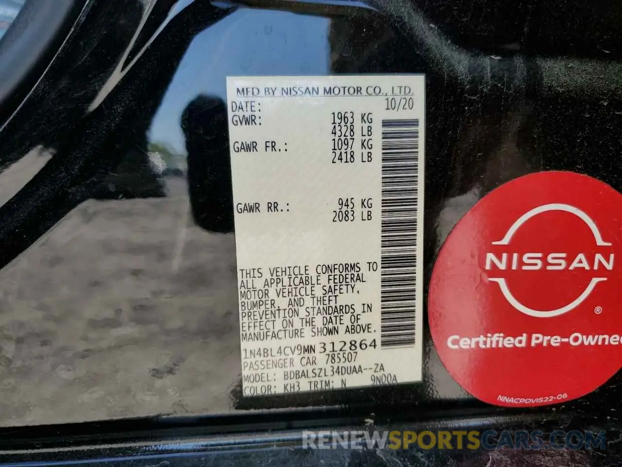14 fotografías del automóvil dañado 1N4BL4CV9MN312864 NISSAN ALTIMA 2021