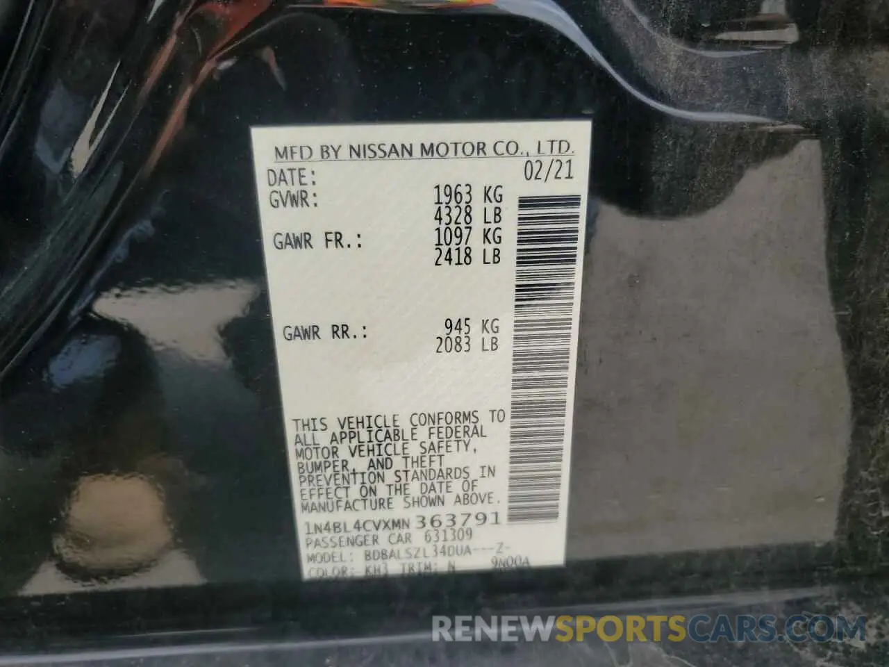 12 fotografías del automóvil dañado 1N4BL4CVXMN363791 NISSAN ALTIMA 2021