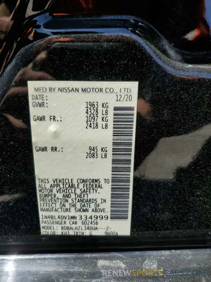 12 fotografías del automóvil dañado 1N4BL4DV1MN334999 NISSAN ALTIMA 2021