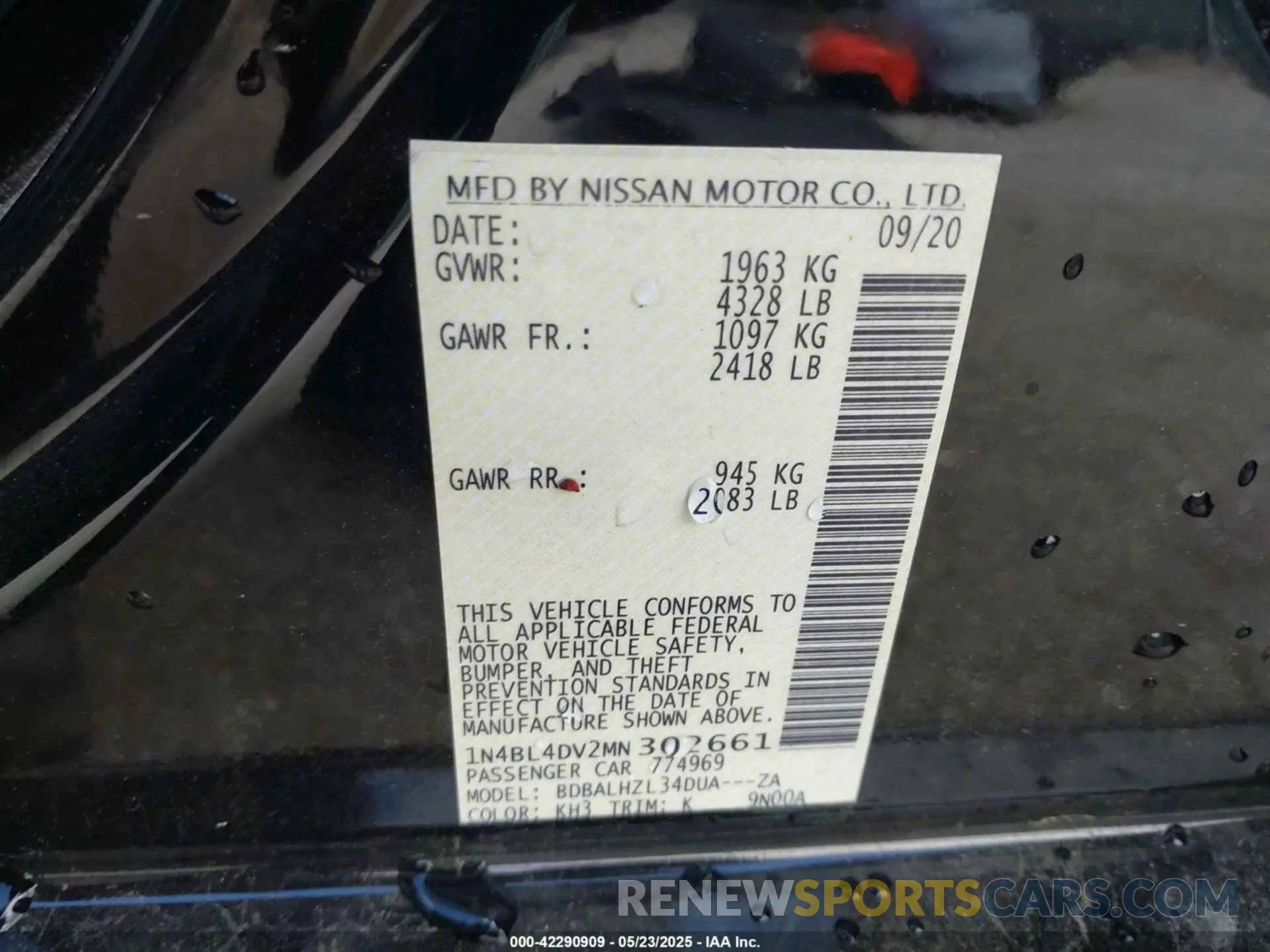 9 fotografías del automóvil dañado 1N4BL4DV2MN302661 NISSAN ALTIMA 2021