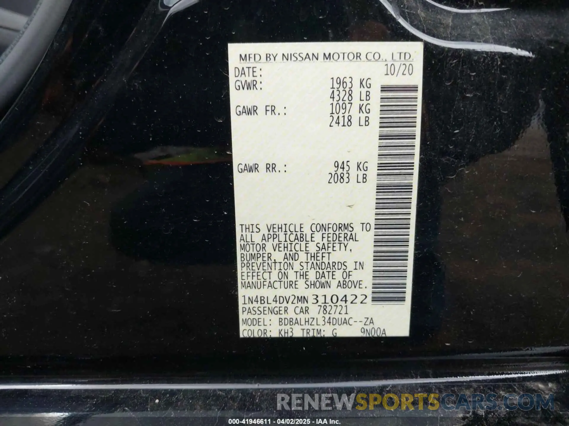9 fotografías del automóvil dañado 1N4BL4DV2MN310422 NISSAN ALTIMA 2021