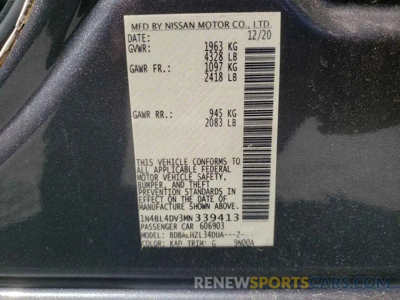 14 fotografías del automóvil dañado 1N4BL4DV3MN339413 NISSAN ALTIMA 2021