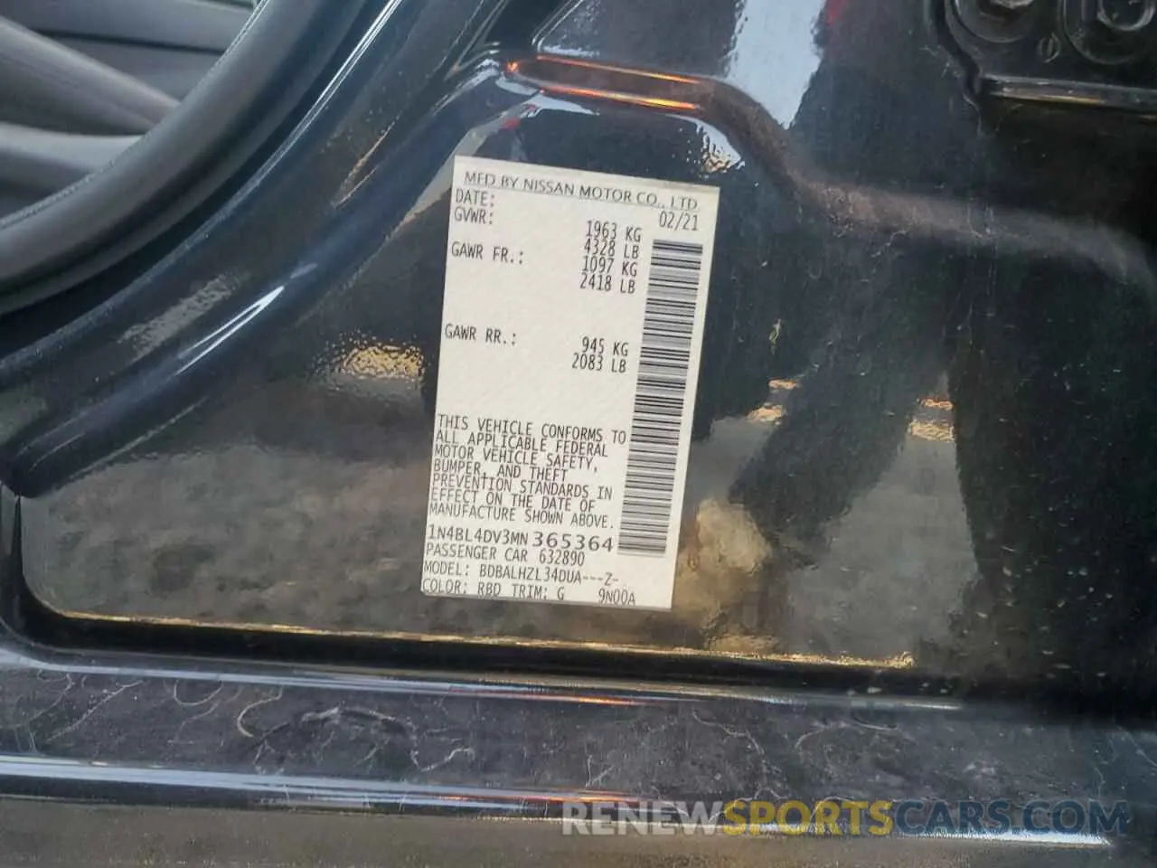 12 fotografías del automóvil dañado 1N4BL4DV3MN365364 NISSAN ALTIMA 2021