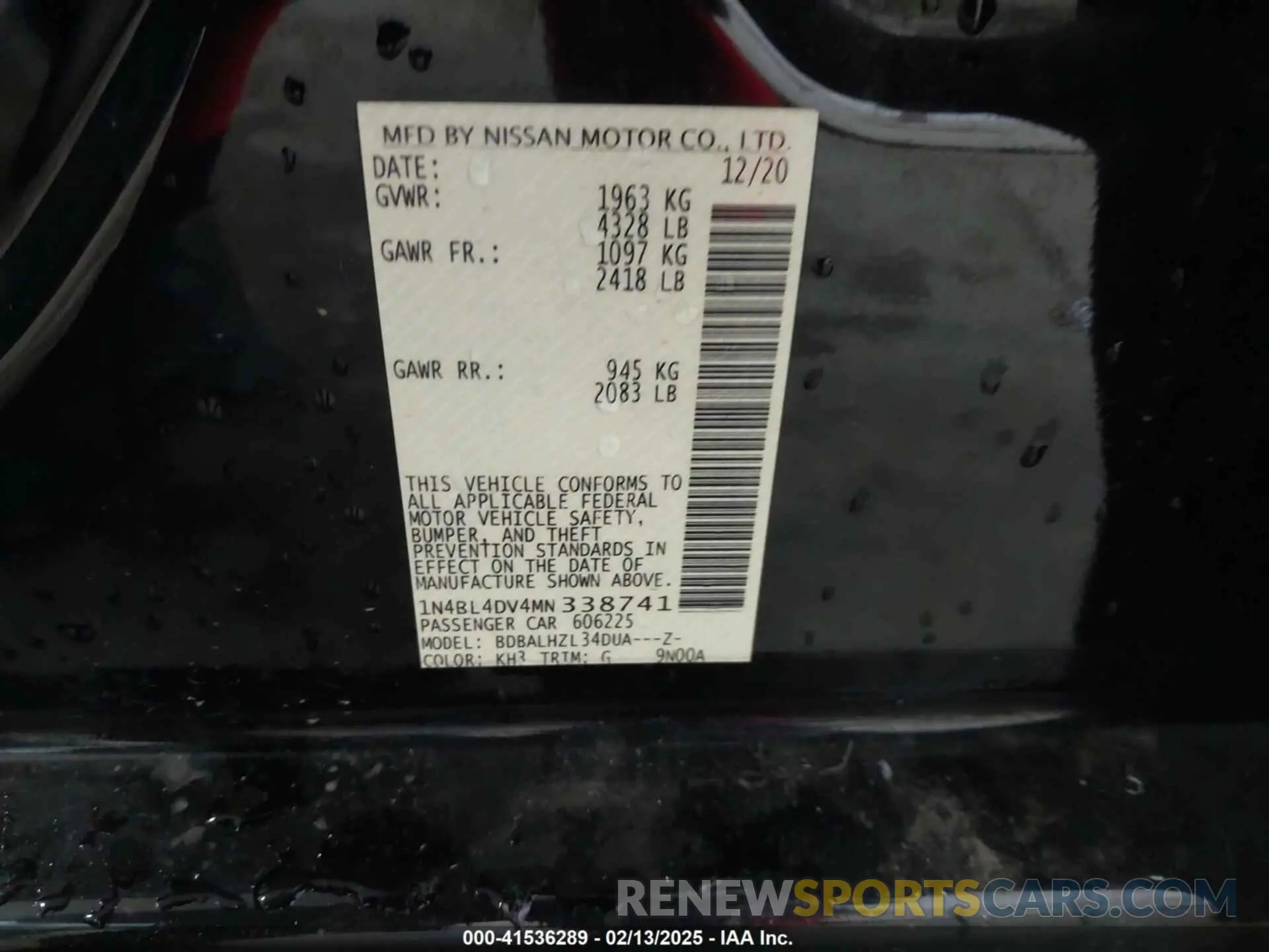 9 fotografías del automóvil dañado 1N4BL4DV4MN338741 NISSAN ALTIMA 2021
