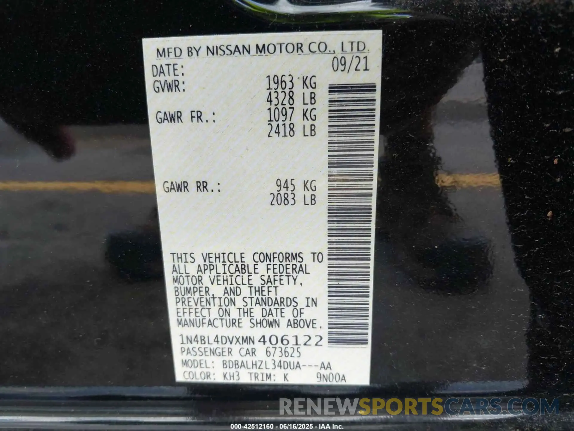 9 fotografías del automóvil dañado 1N4BL4DVXMN406122 NISSAN ALTIMA 2021