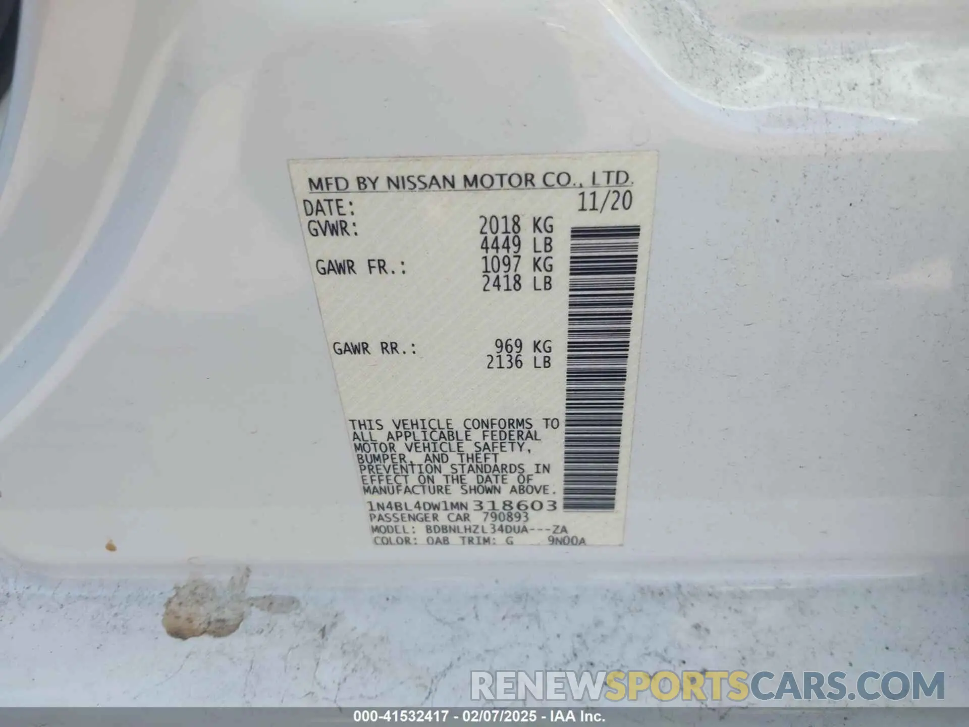 9 fotografías del automóvil dañado 1N4BL4DW1MN318603 NISSAN ALTIMA 2021