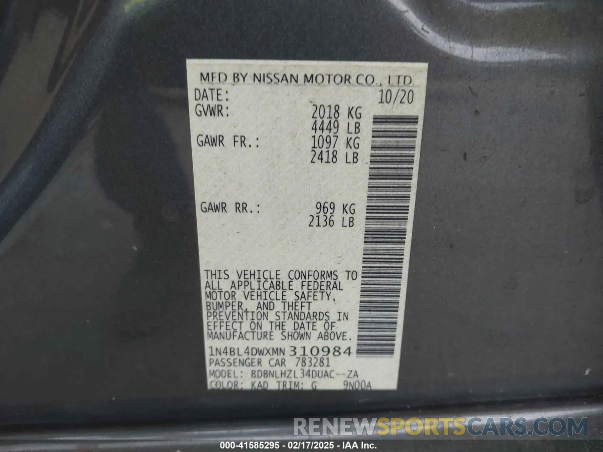 9 fotografías del automóvil dañado 1N4BL4DWXMN310984 NISSAN ALTIMA 2021