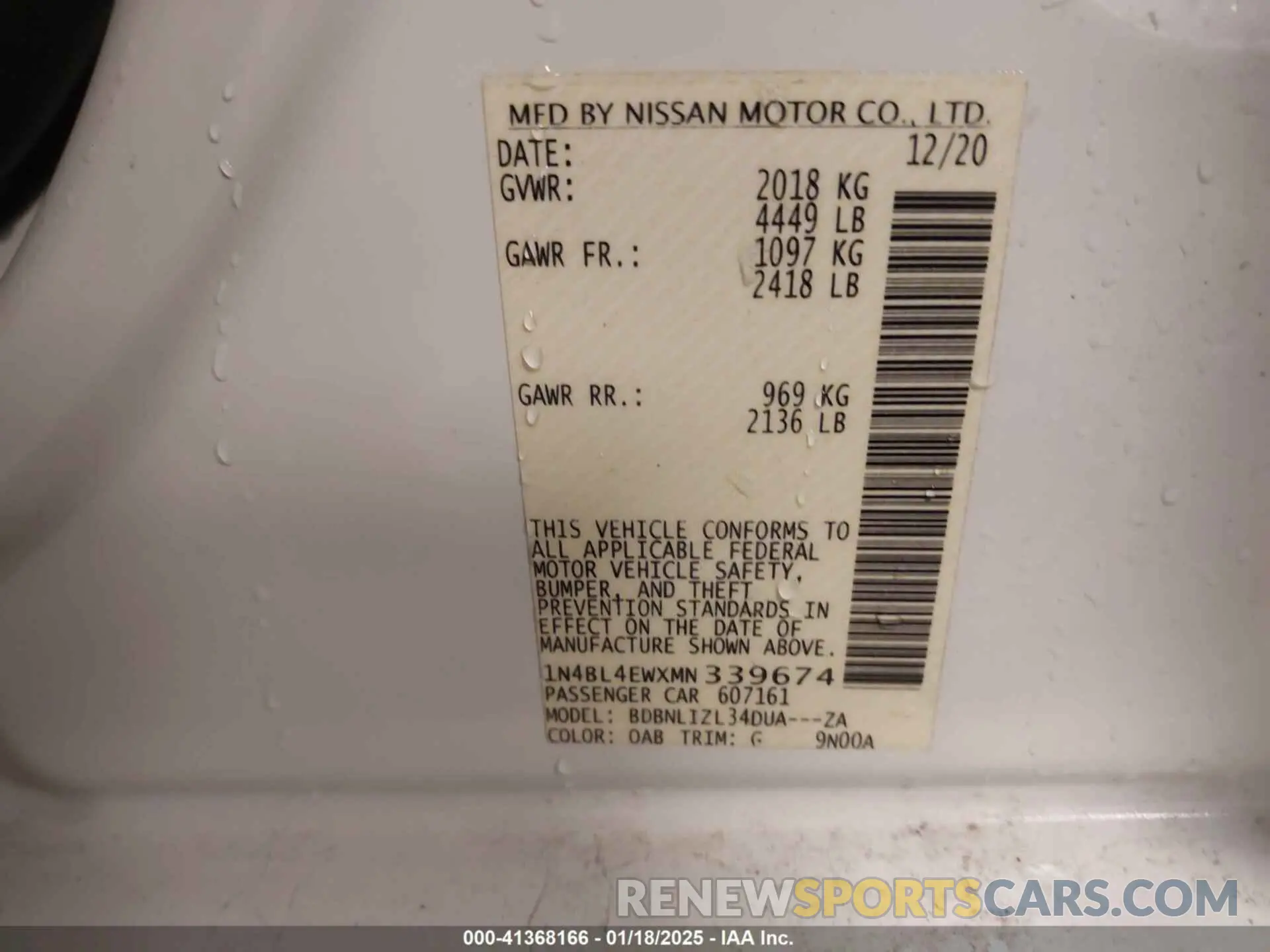 9 fotografías del automóvil dañado 1N4BL4EWXMN339674 NISSAN ALTIMA 2021