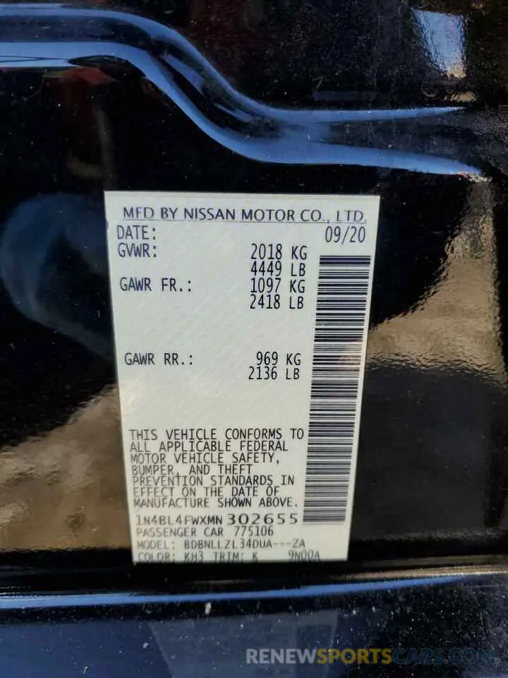 13 fotografías del automóvil dañado 1N4BL4FWXMN302655 NISSAN ALTIMA 2021