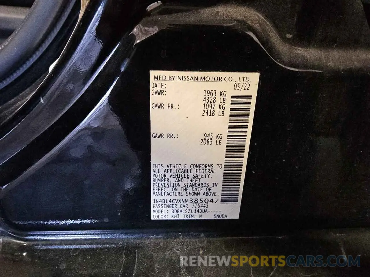 13 fotografías del automóvil dañado 1N4BL4CVXNN385047 NISSAN ALTIMA 2022