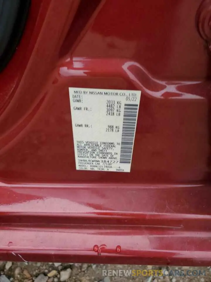 14 fotografías del automóvil dañado 1N4BL4CW4NN384727 NISSAN ALTIMA 2022