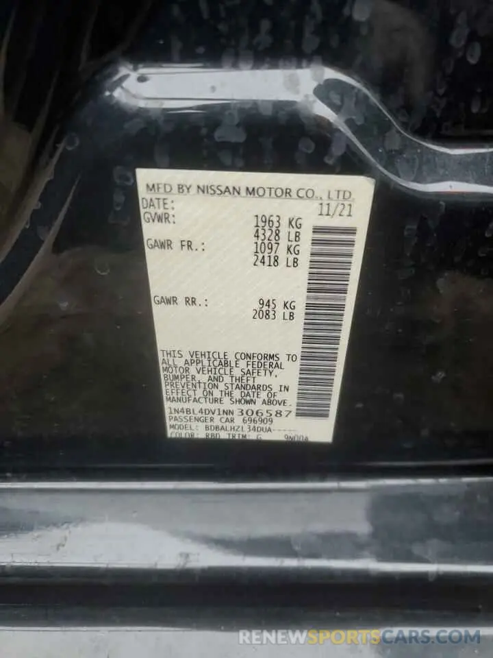 15 fotografías del automóvil dañado 1N4BL4DV1NN306587 NISSAN ALTIMA 2022