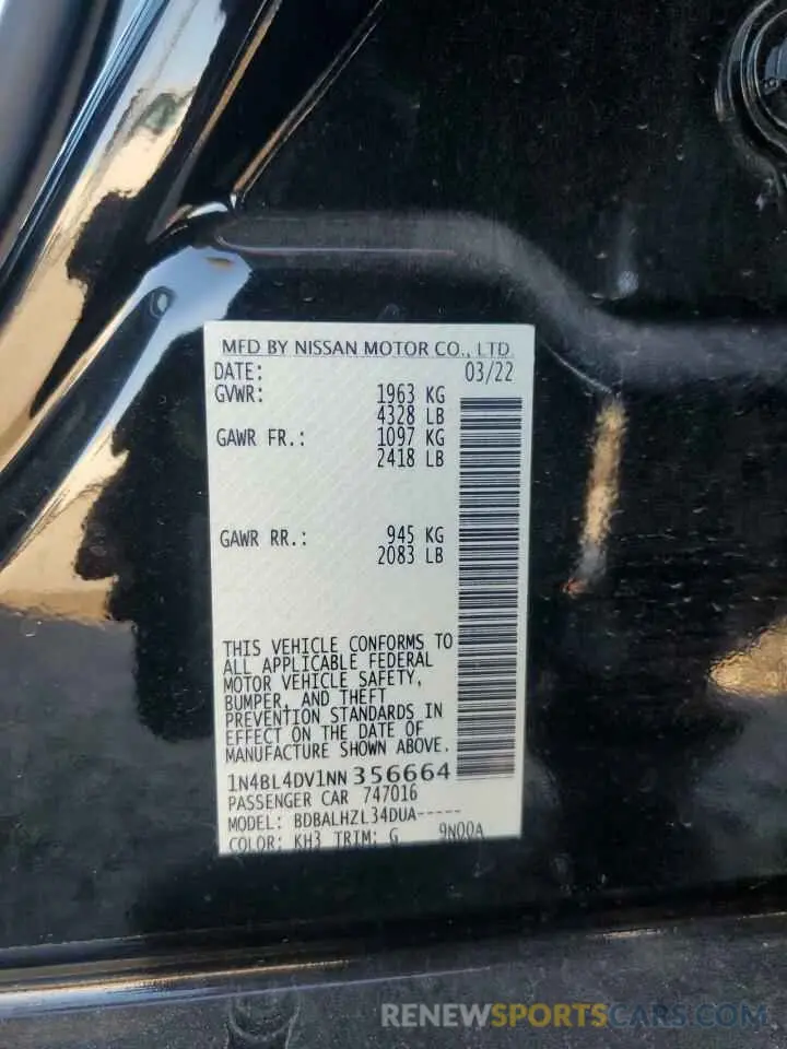 13 fotografías del automóvil dañado 1N4BL4DV1NN356664 NISSAN ALTIMA 2022