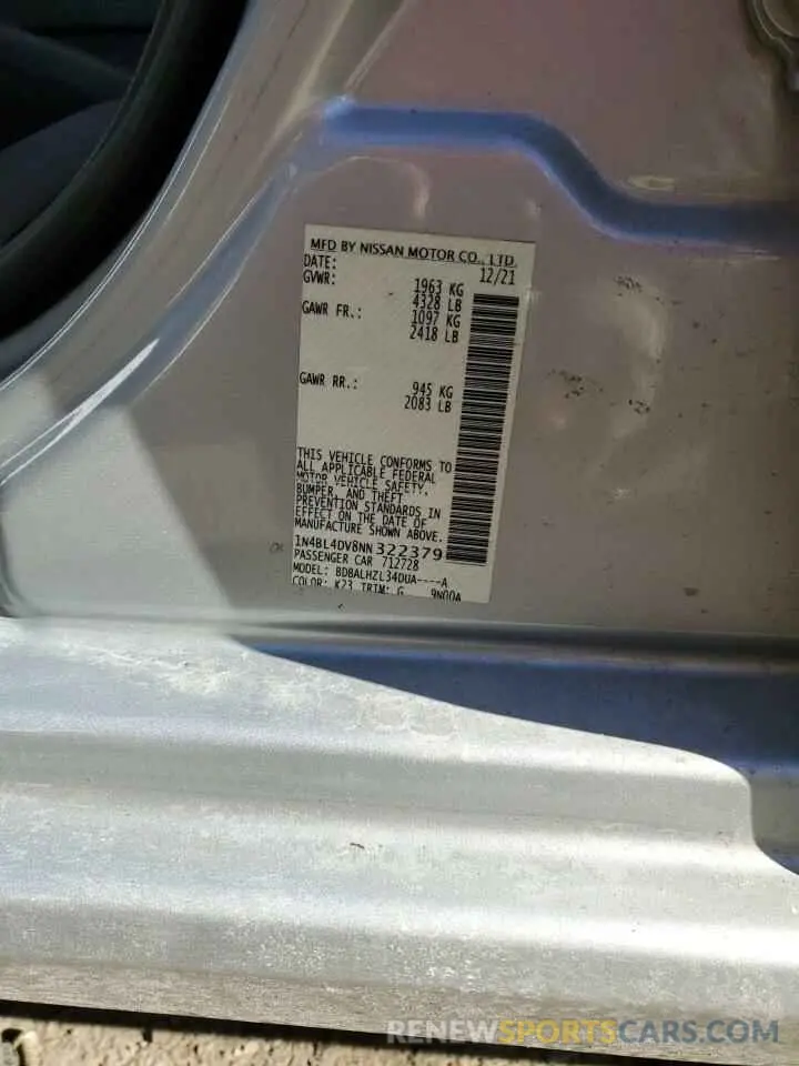 13 fotografías del automóvil dañado 1N4BL4DV8NN322379 NISSAN ALTIMA 2022