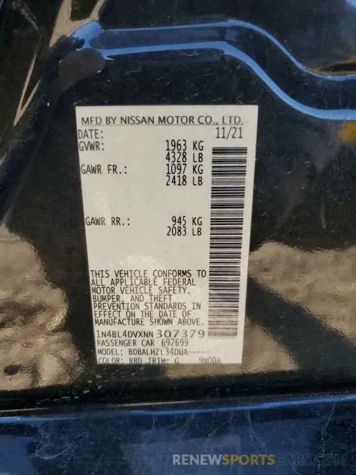 13 fotografías del automóvil dañado 1N4BL4DVXNN307379 NISSAN ALTIMA 2022