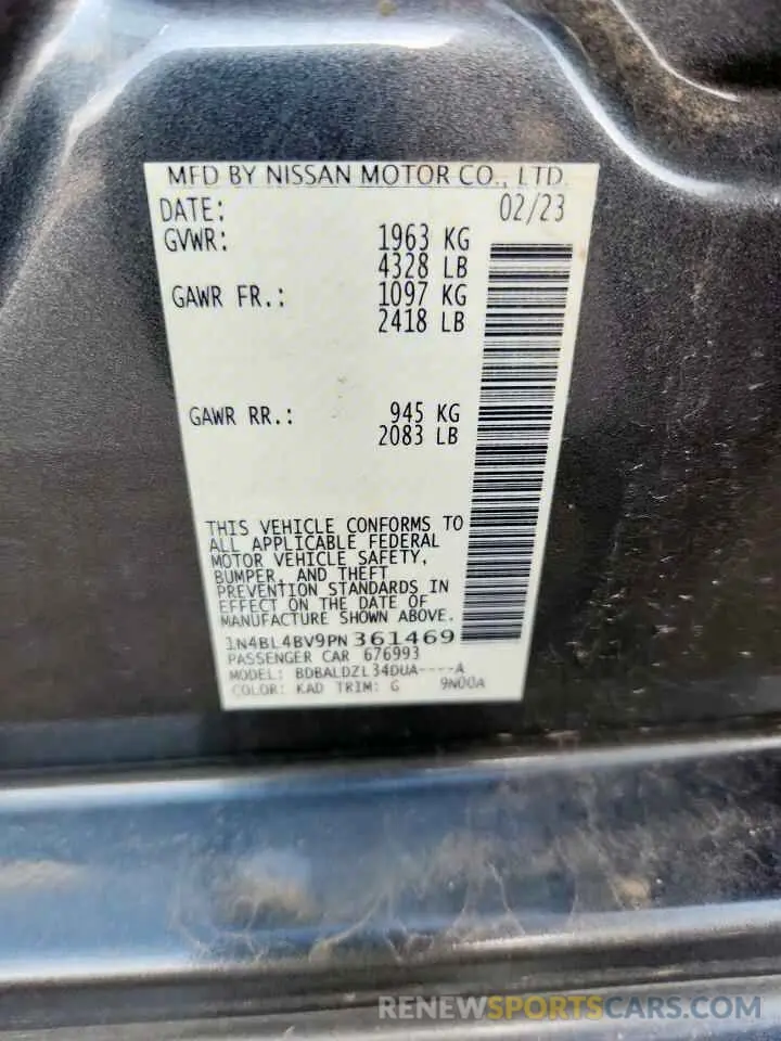 12 fotografías del automóvil dañado 1N4BL4BV9PN361469 NISSAN ALTIMA 2023