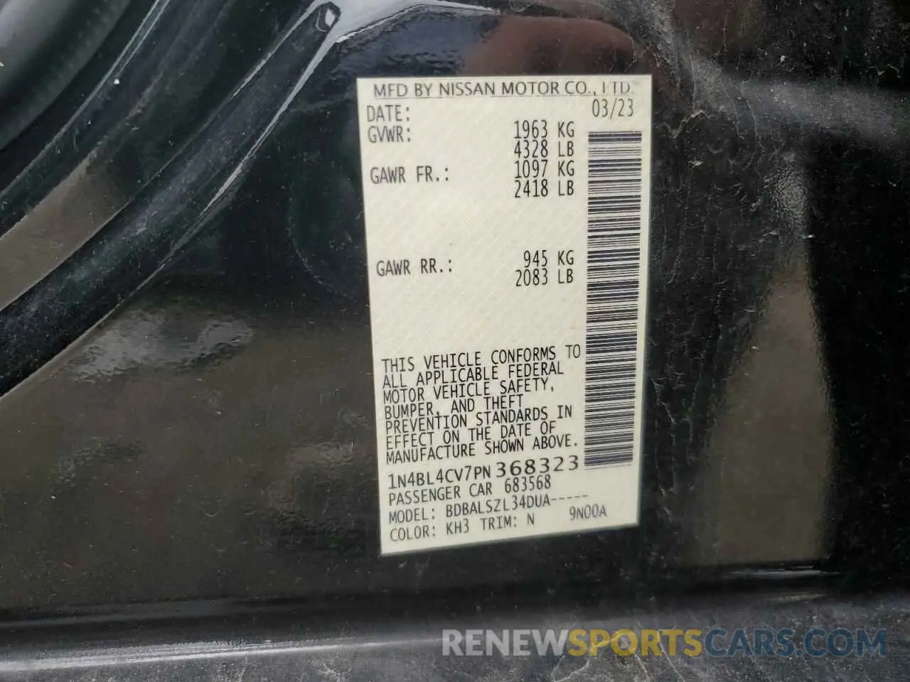 13 fotografías del automóvil dañado 1N4BL4CV7PN368323 NISSAN ALTIMA 2023