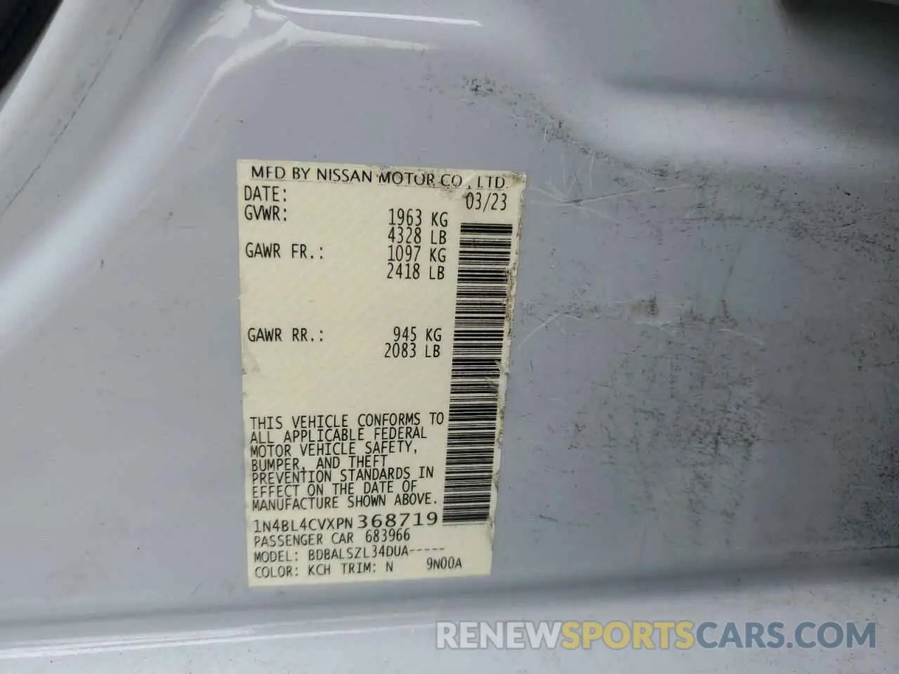 15 fotografías del automóvil dañado 1N4BL4CVXPN368719 NISSAN ALTIMA 2023