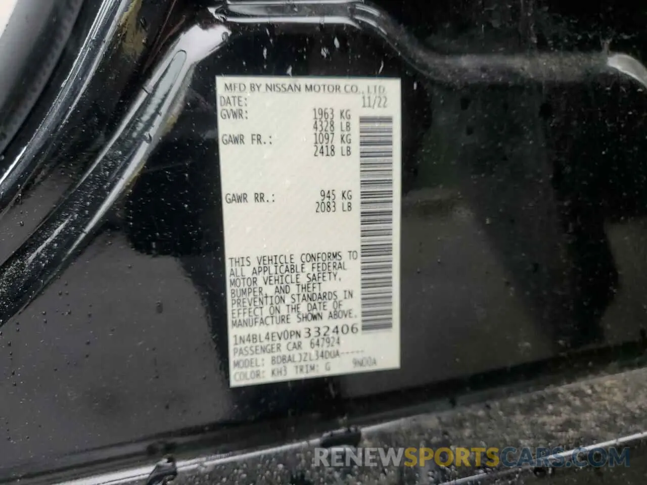 13 fotografías del automóvil dañado 1N4BL4EV0PN332406 NISSAN ALTIMA 2023