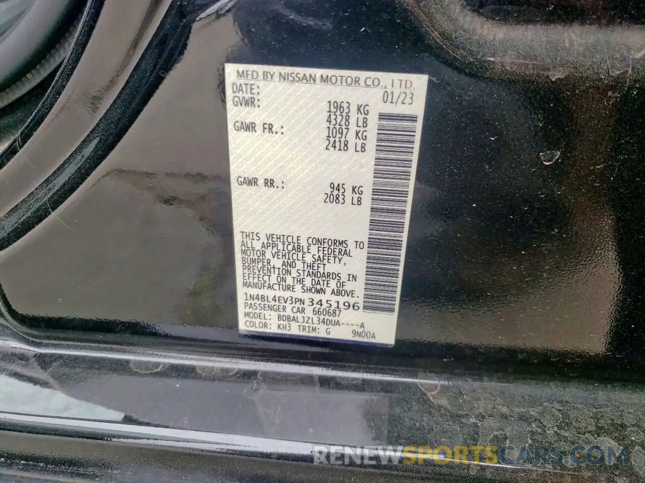 15 fotografías del automóvil dañado 1N4BL4EV3PN345196 NISSAN ALTIMA 2023