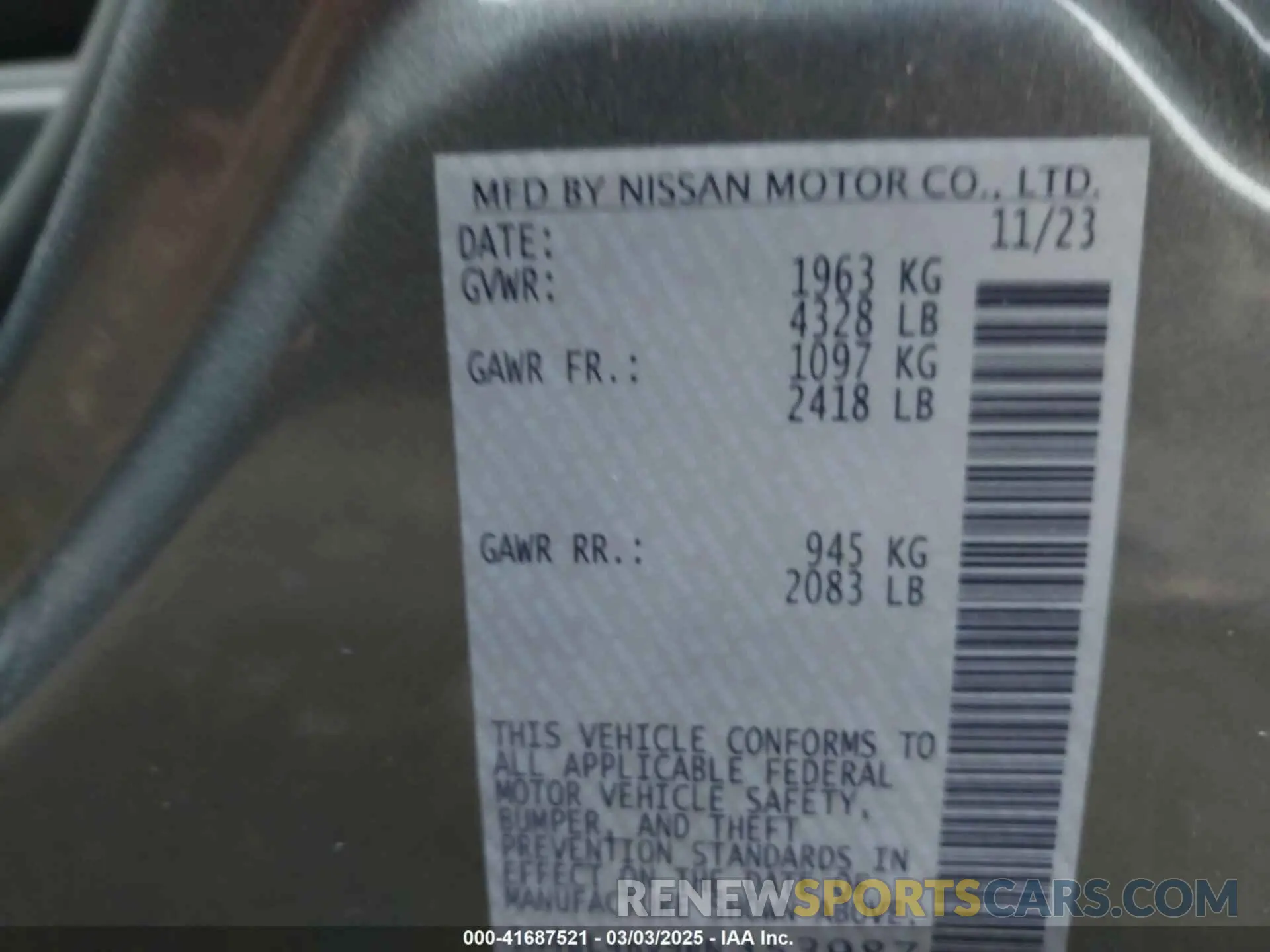 9 fotografías del automóvil dañado 1N4BL4BV9RN353987 NISSAN ALTIMA 2024