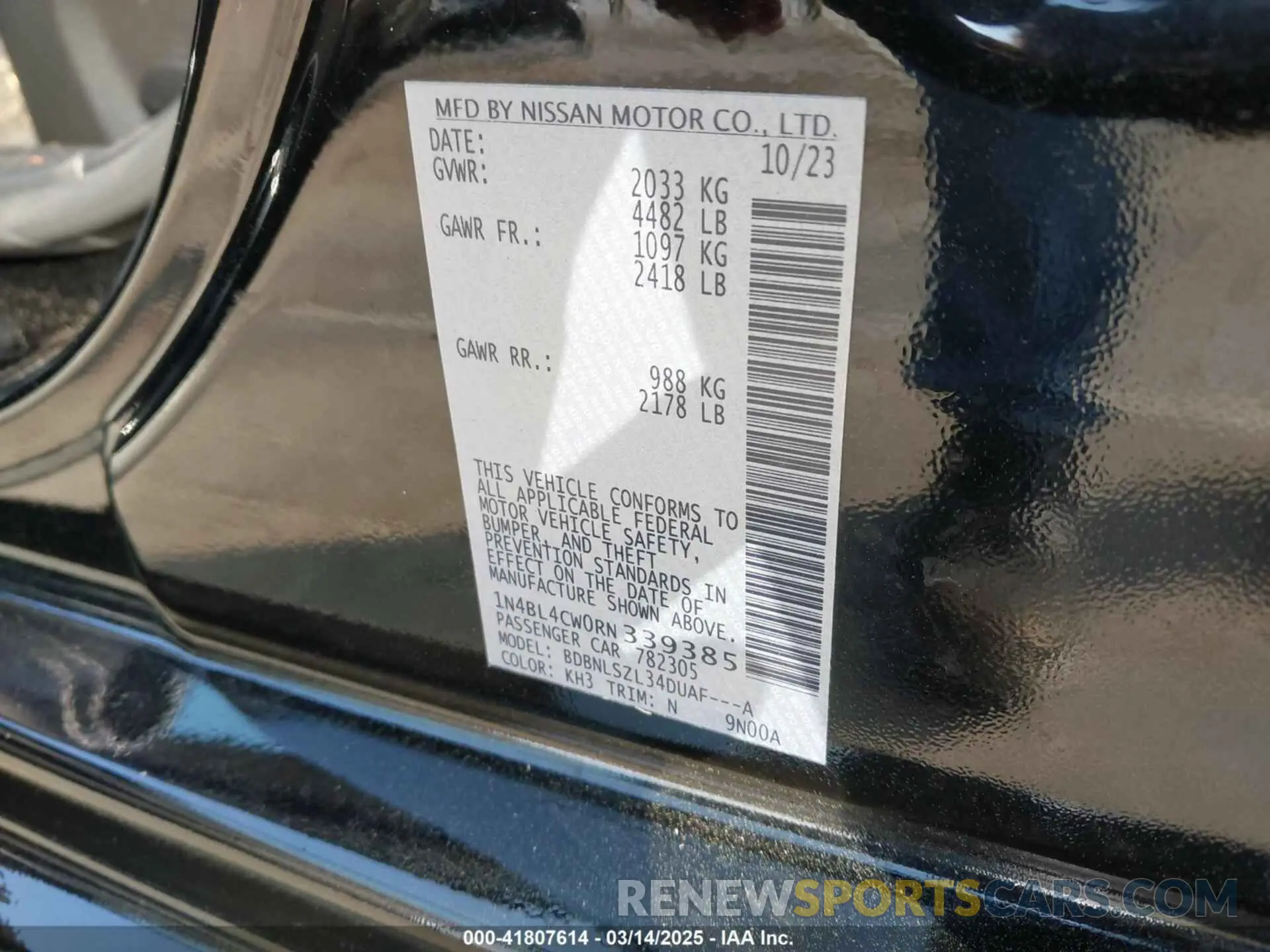 9 fotografías del automóvil dañado 1N4BL4CW0RN339385 NISSAN ALTIMA 2024