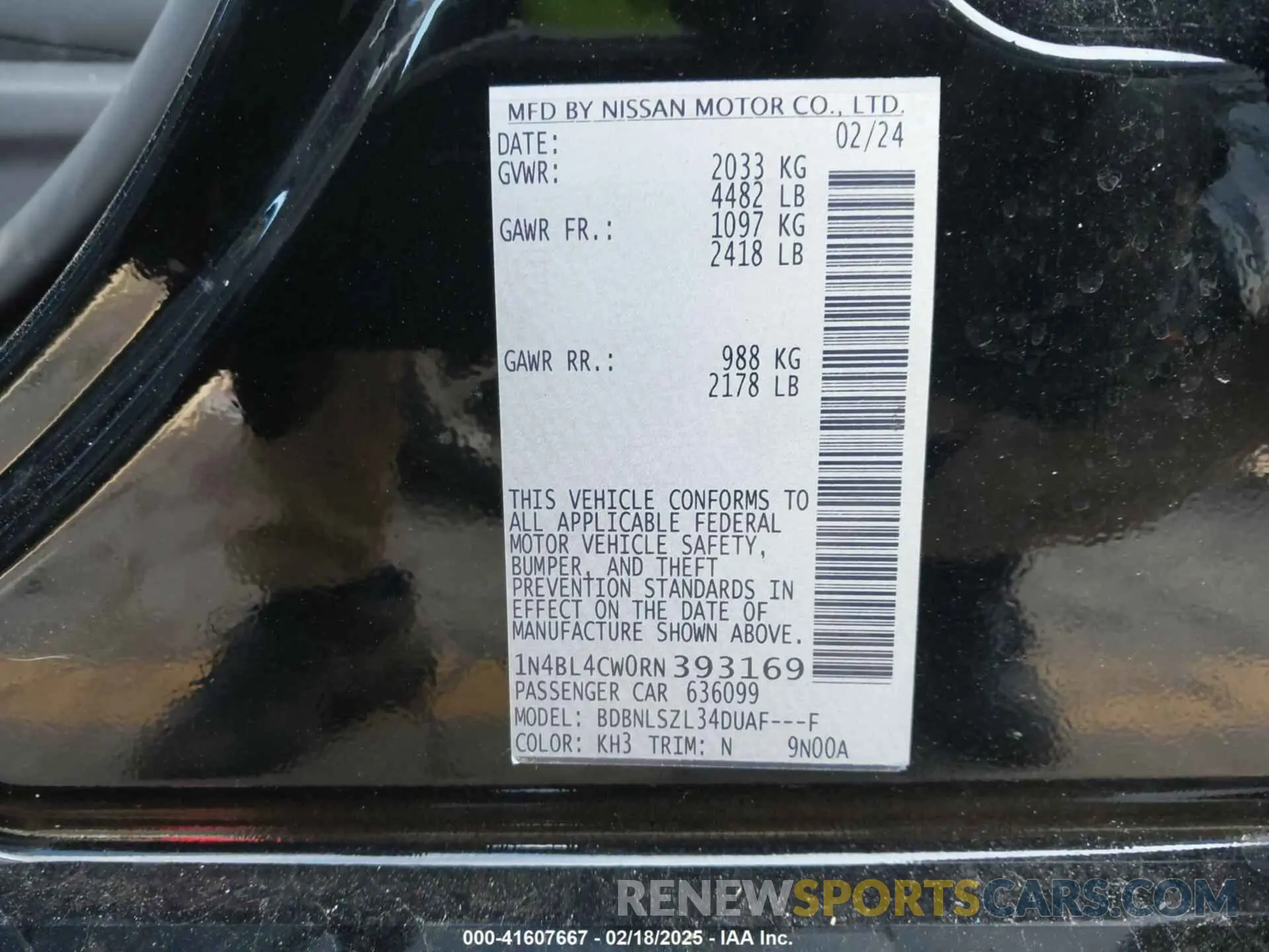 9 fotografías del automóvil dañado 1N4BL4CW0RN393169 NISSAN ALTIMA 2024