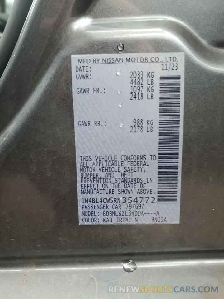 14 fotografías del automóvil dañado 1N4BL4CW5RN354772 NISSAN ALTIMA 2024
